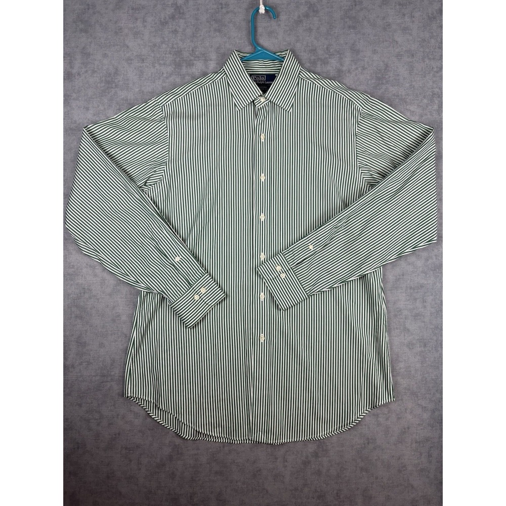 Polo Ralph Lauren Curham Classic Fit Striped Shirt 16/L Green White Hong Kong